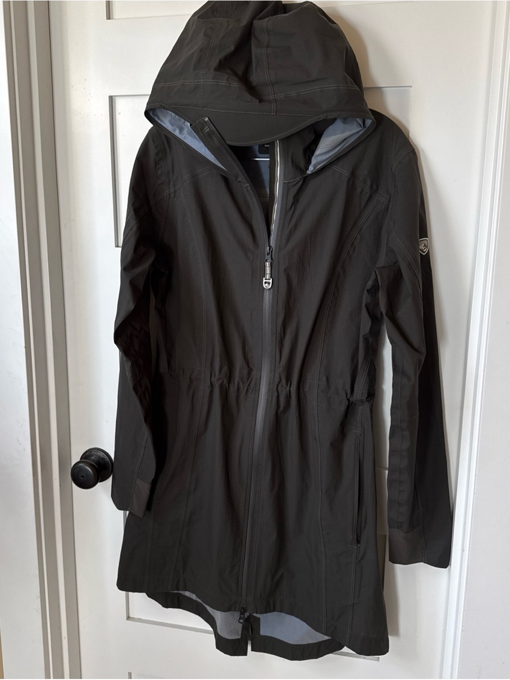 Kuhl Jacket Womens M Green Jetstream Trench Coat Hooded Packable Waterproof